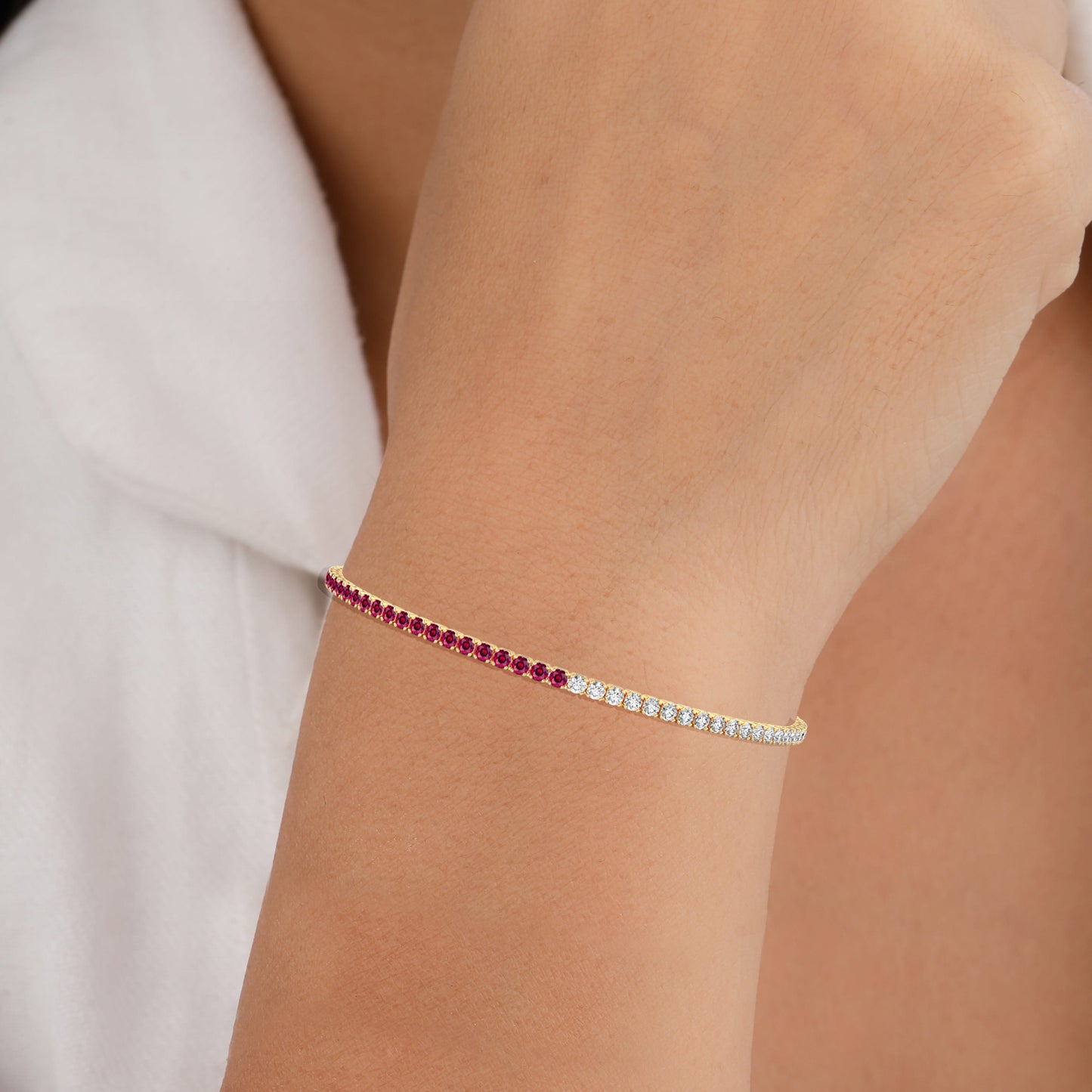 Pink Ruby Diamond Tennis Bracelet