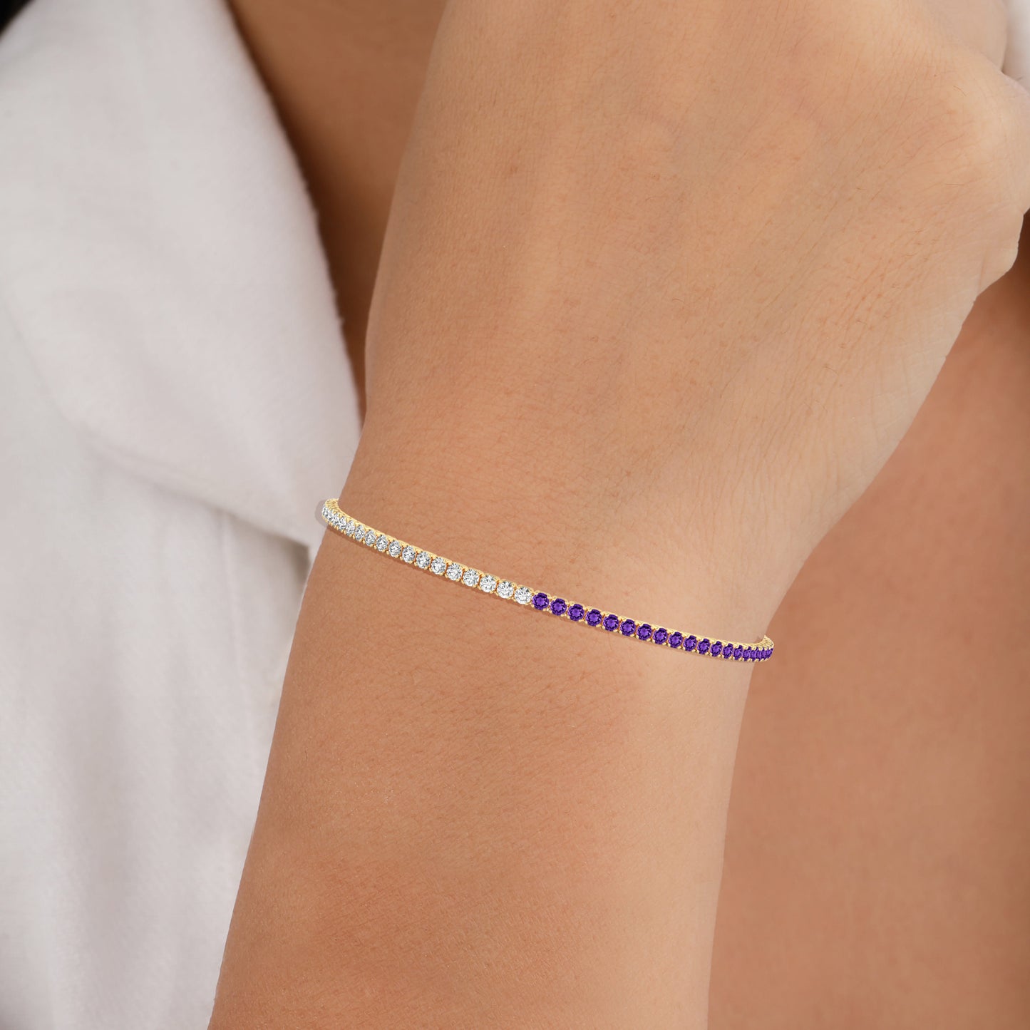 Tennis Bracelet Womens in Purple Diamonds