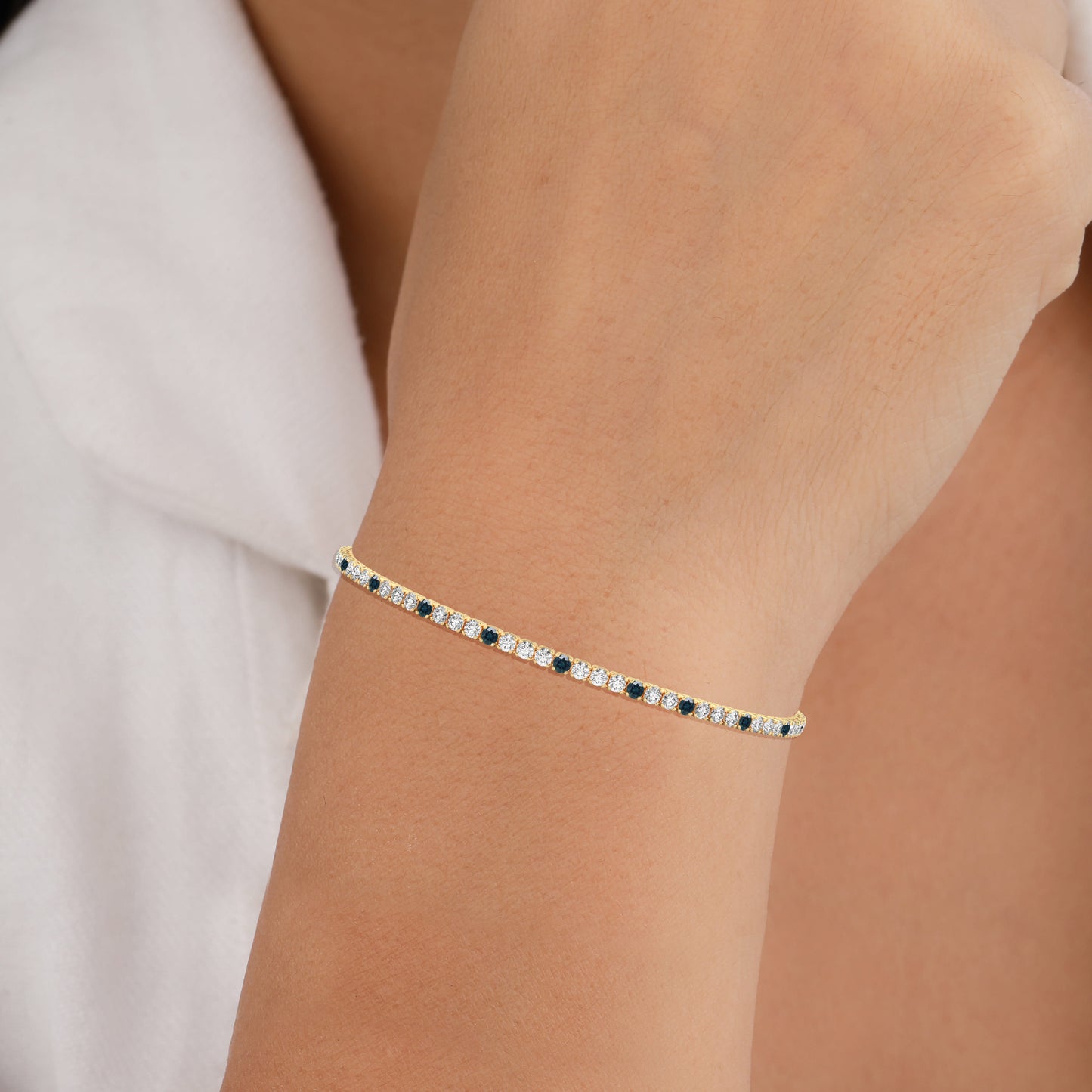 Teal Sapphire Diamond Bracelet for Women