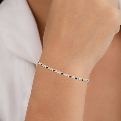 Teal Sapphire Diamond Bracelet for Women