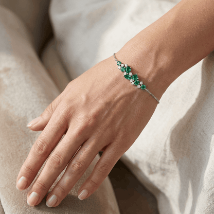 Sterling Silver Emerald Bracelet for Girls