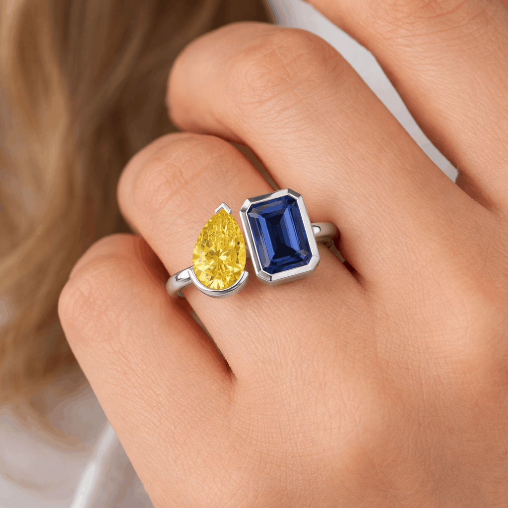 Blue diamond wedding ring