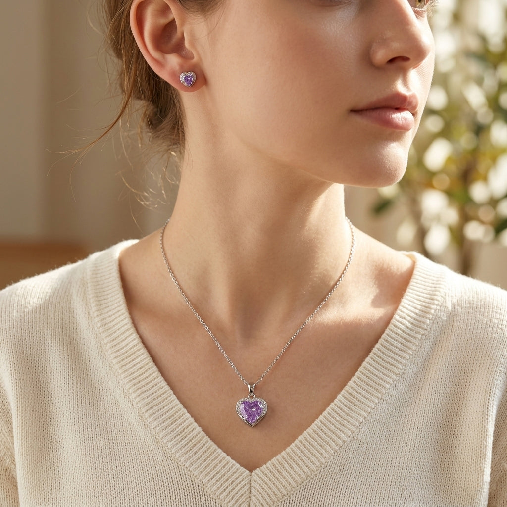 Purple diamond pendant necklace