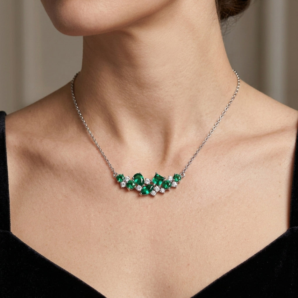 green and silver necklace