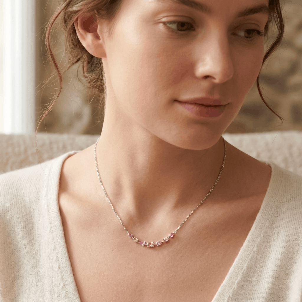 diamond necklace pinkstone