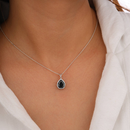 White and Black Diamond Pendant Chain