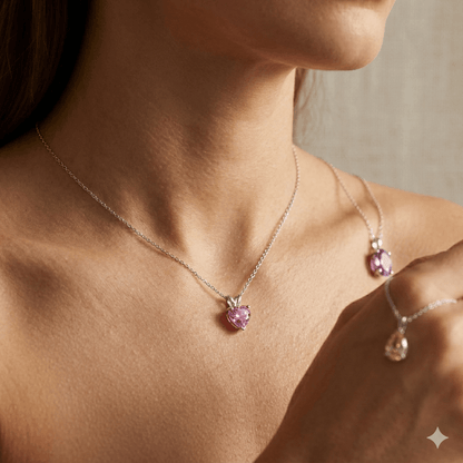 caratiro love diamond silver heart chain 