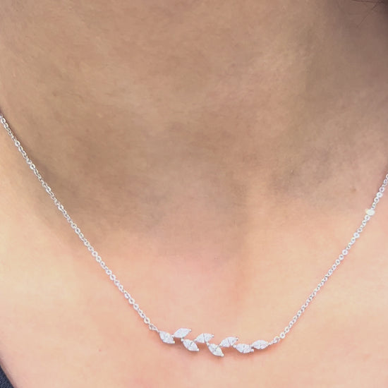leaf diamond necklace and earrings