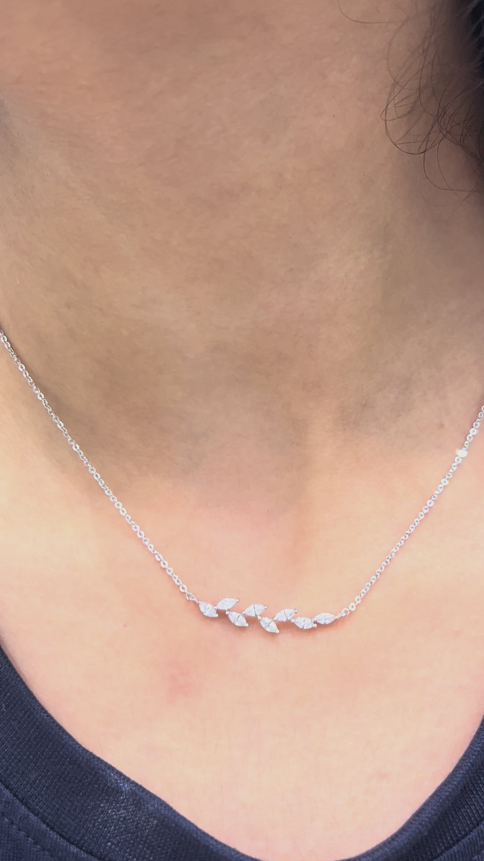 leaf diamond necklace and earrings
