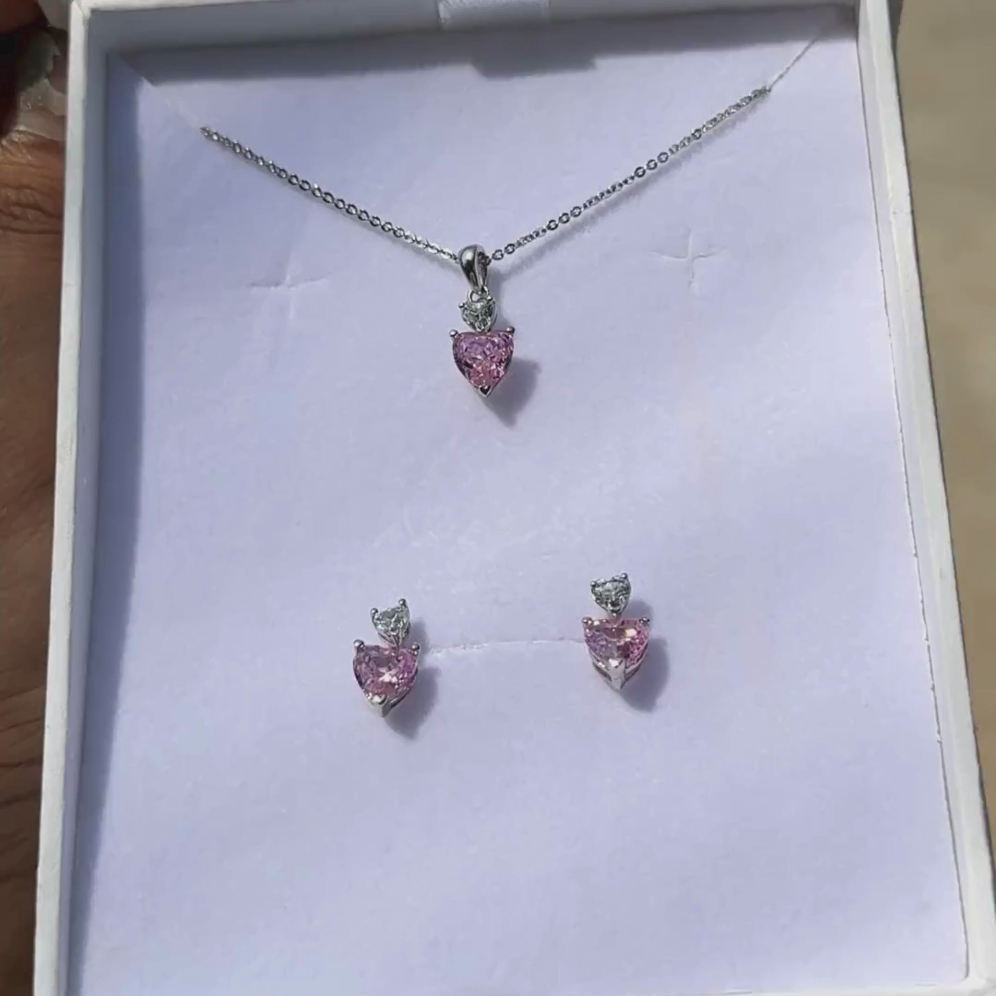 two heart silver necklace