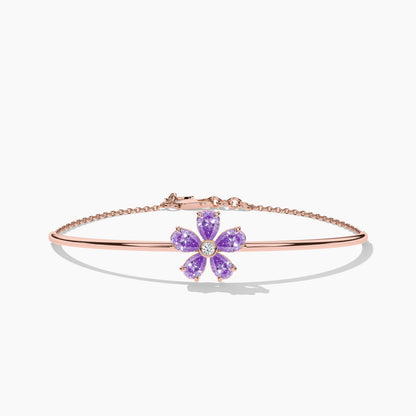 Purple diamond flower bracelet