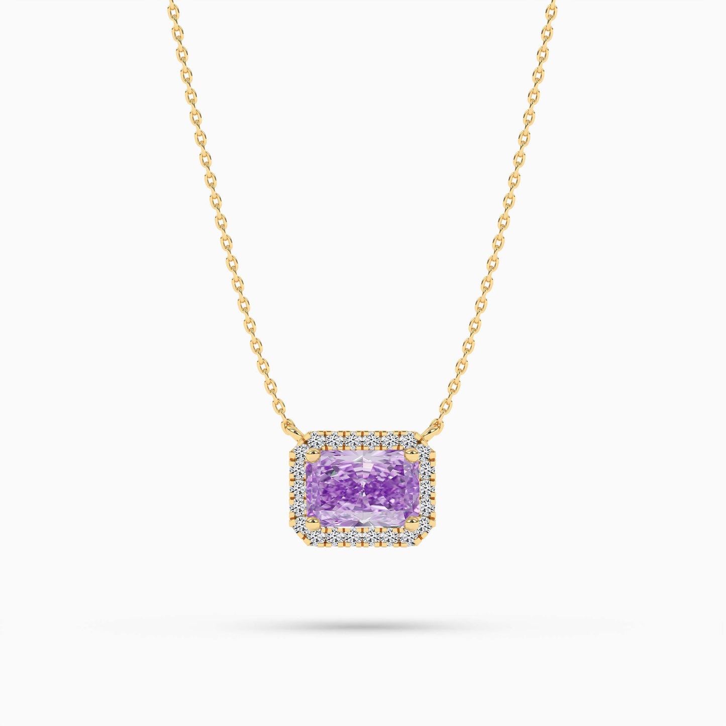 yellow gold Purple diamond necklace