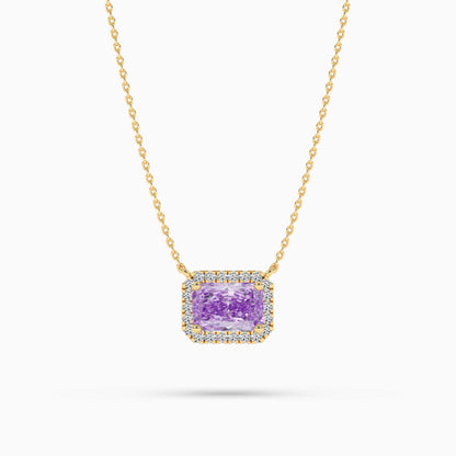 yellow gold Purple diamond necklace