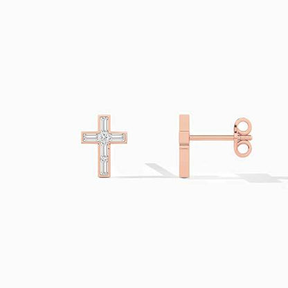 baguette diamond cross earrings