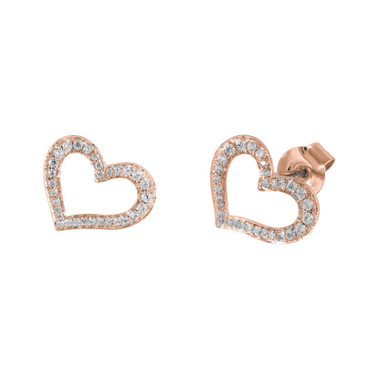heart diamond earrings rose gold plated