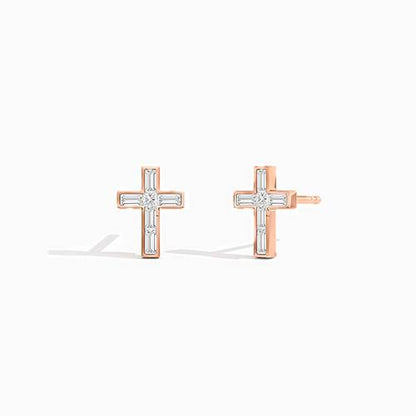 rose gold cross earrings
