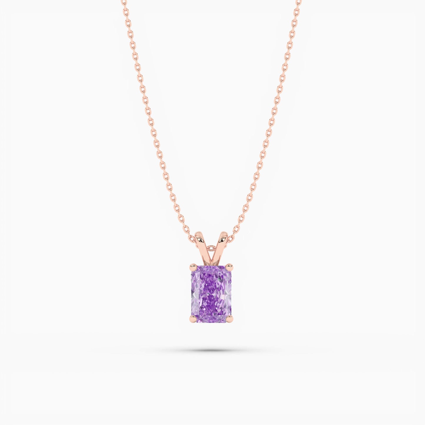 rose gold radiant diamond solitaire necklace
