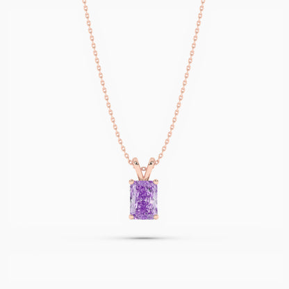 rose gold radiant diamond solitaire necklace