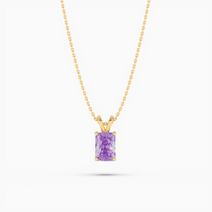 purple pendant diamond yellow gold plated necklace