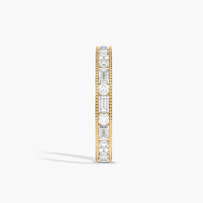 Diamond eternity ring with baguette and round diamonds
