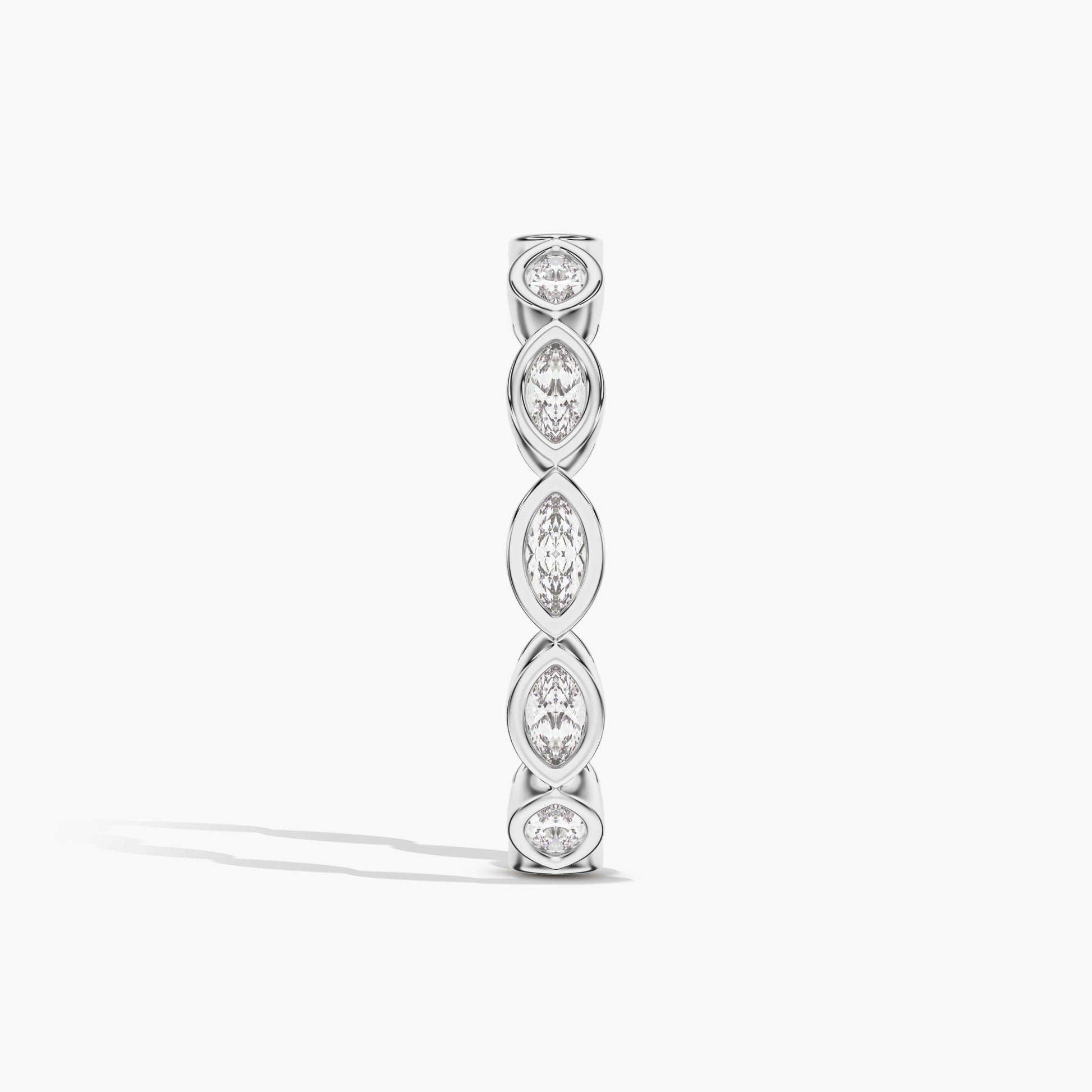 Silver earring with marquise-shaped diamonds
