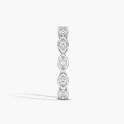 Silver earring with marquise-shaped diamonds