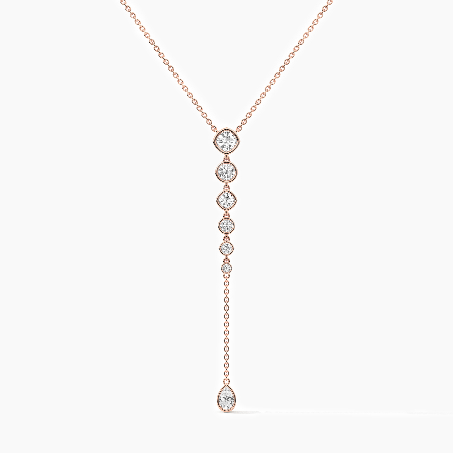 rose gold Silver Diamond lariat necklace