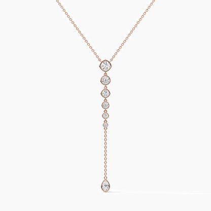 rose gold Silver Diamond lariat necklace
