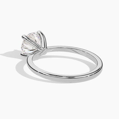 round single diamond silver ring