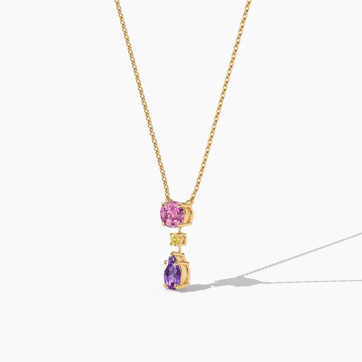 Pink, purple, and Yellow Diamond necklace