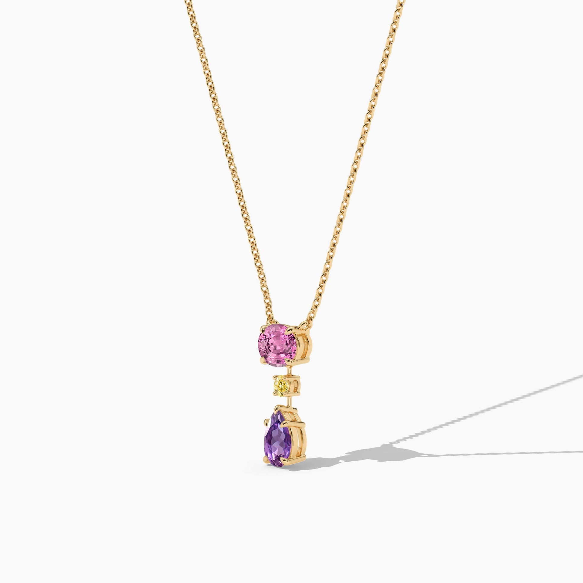 Pink, purple, and Yellow Diamond necklace
