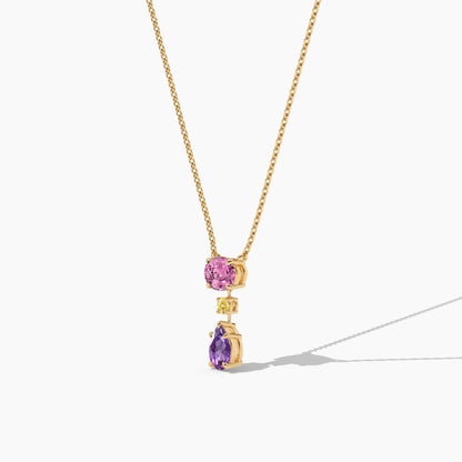 Pink, purple, and Yellow Diamond necklace