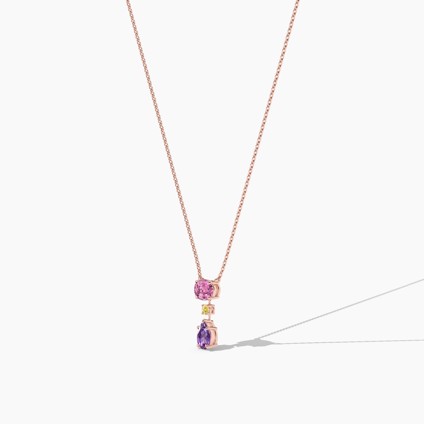 Pink, purple, and Yellow Diamond necklace