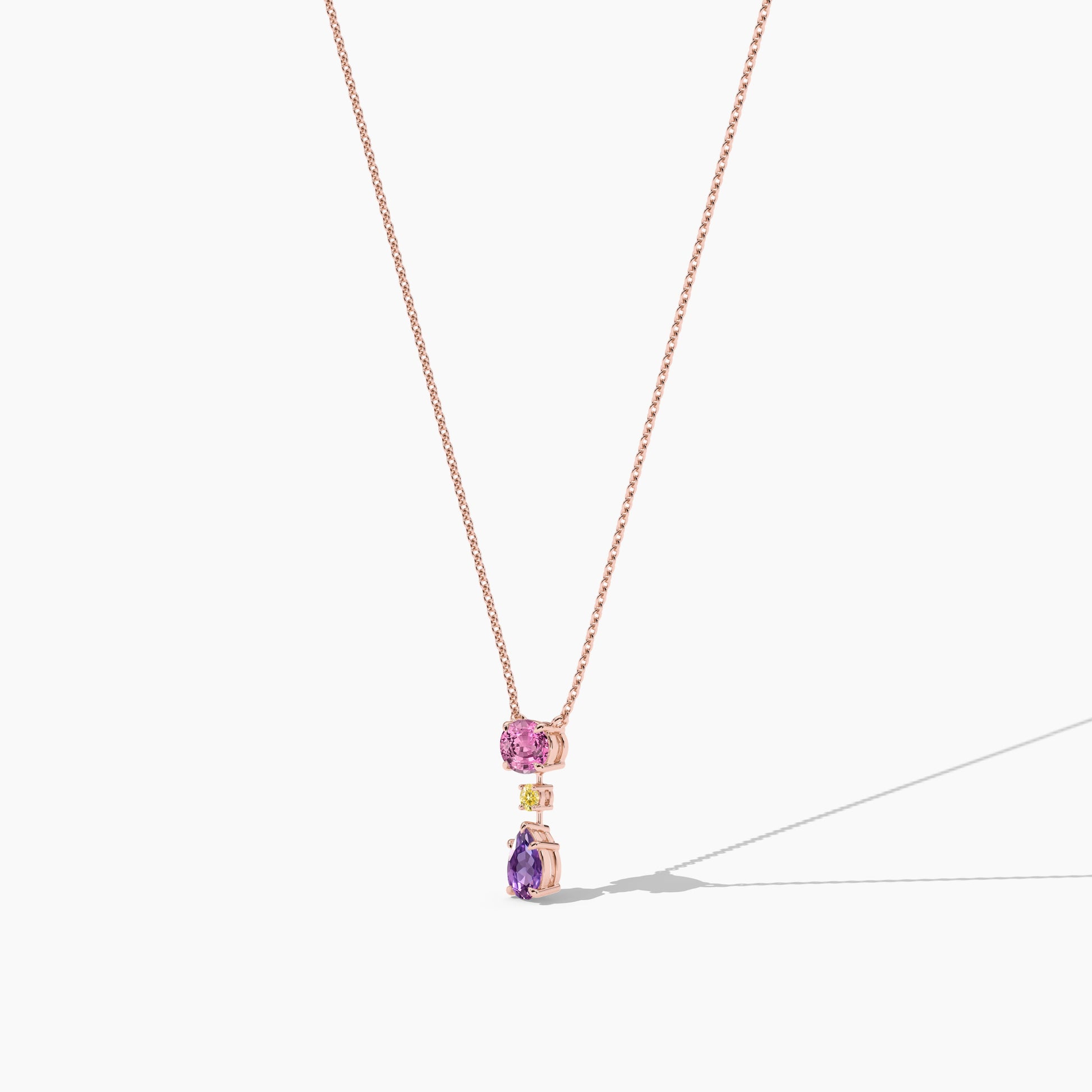 Pink, purple, and Yellow Diamond necklace