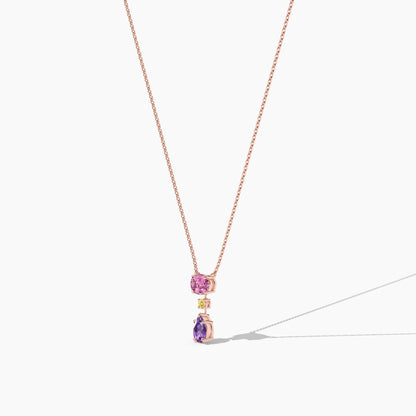 Pink, purple, and Yellow Diamond necklace