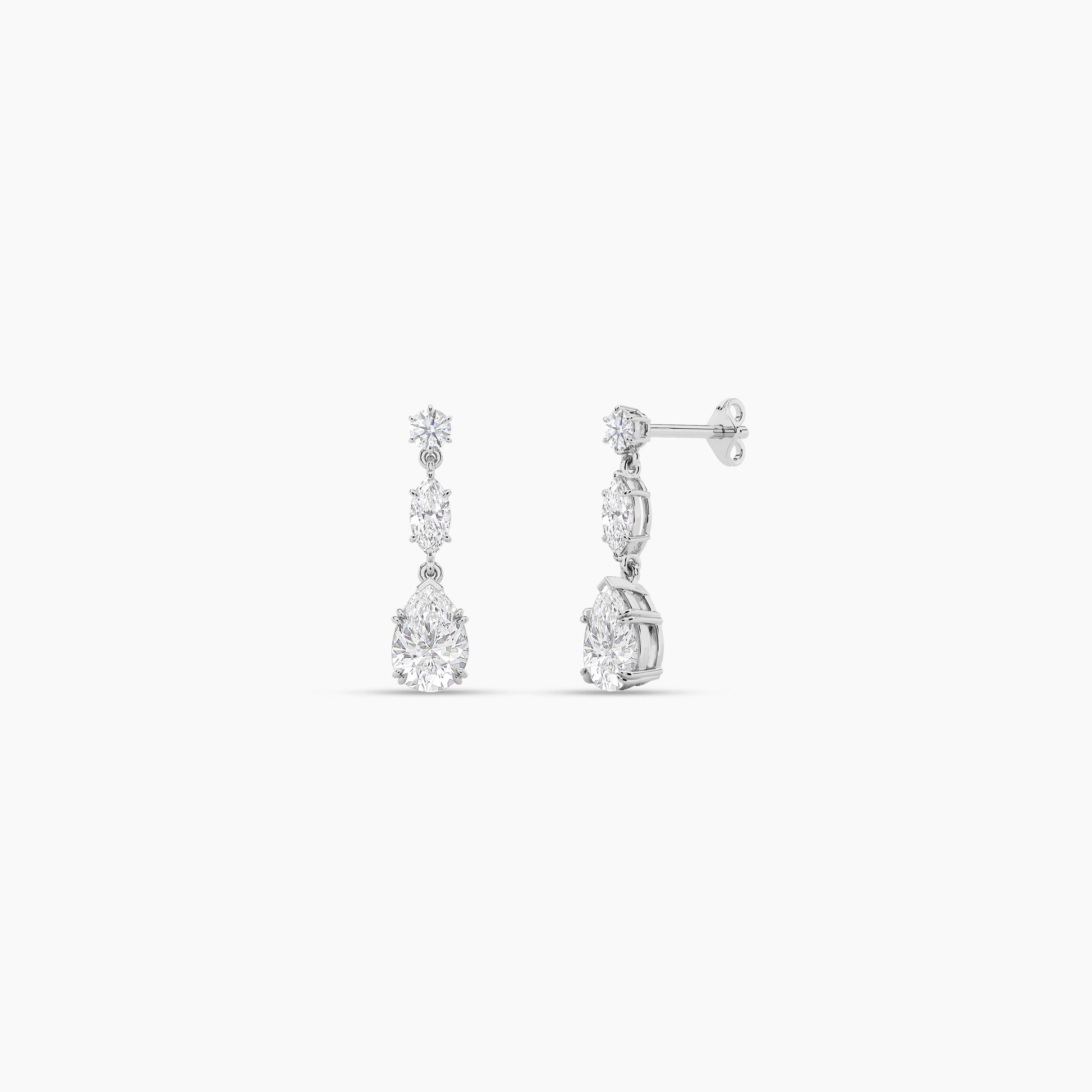 silver diamond earrings​