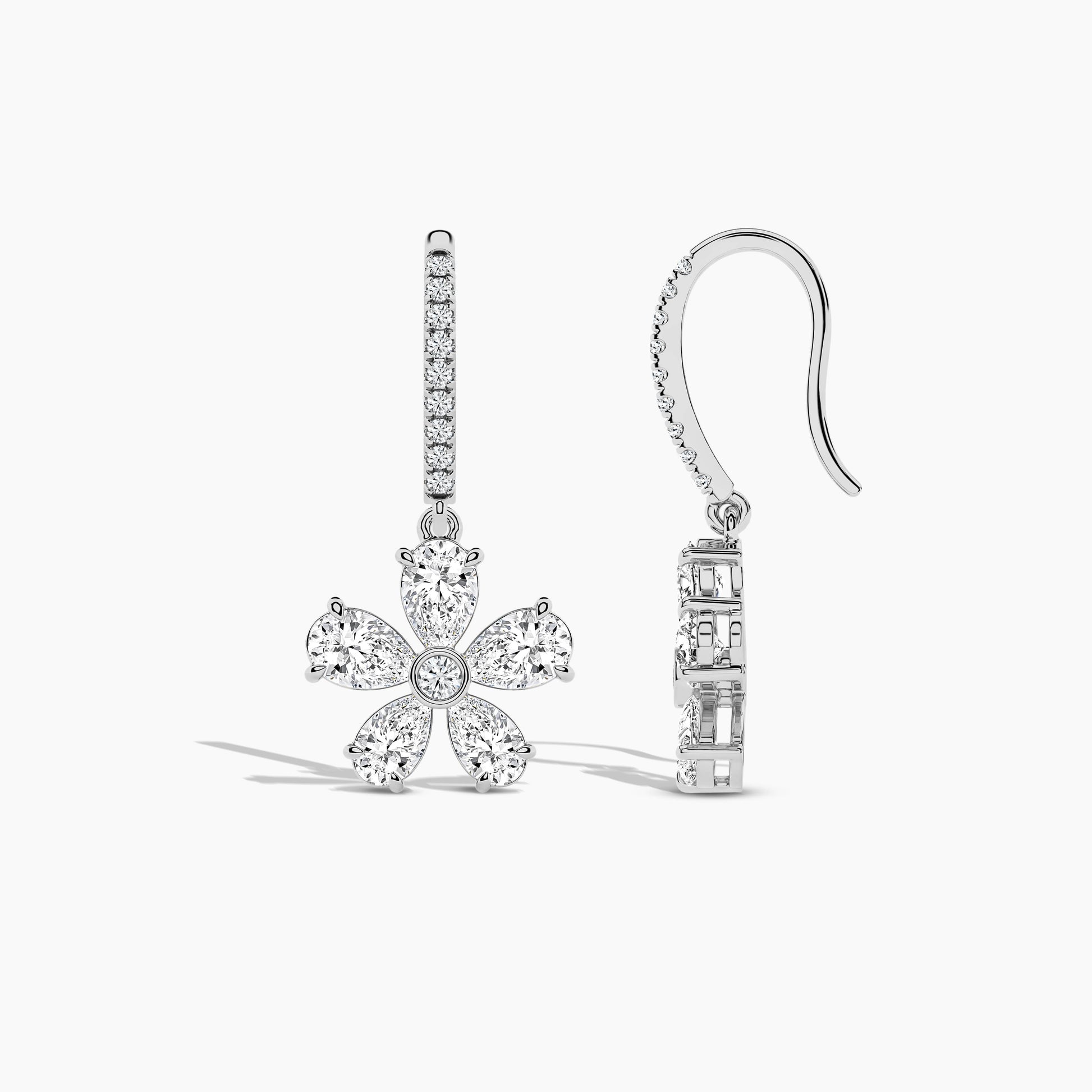 Silver drop earrings for her white gold