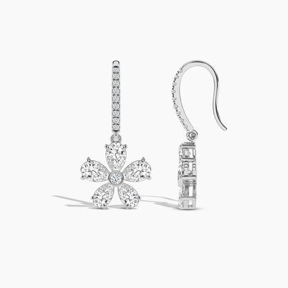 Silver drop earrings for her white gold
