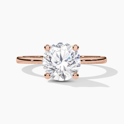 single diamond silver ring rose gold