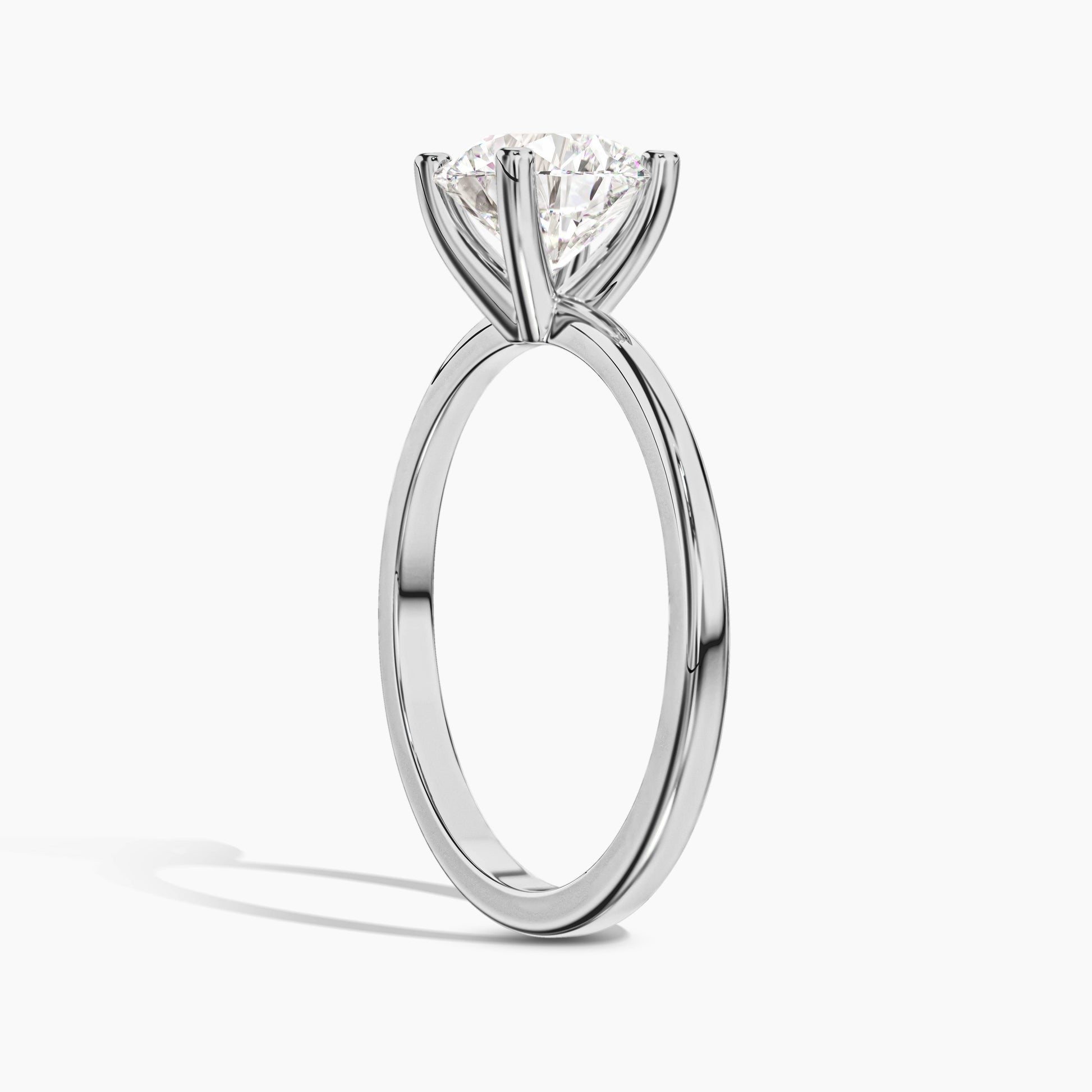 single diamond silver ring white plated