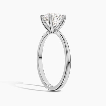 single diamond silver ring white plated