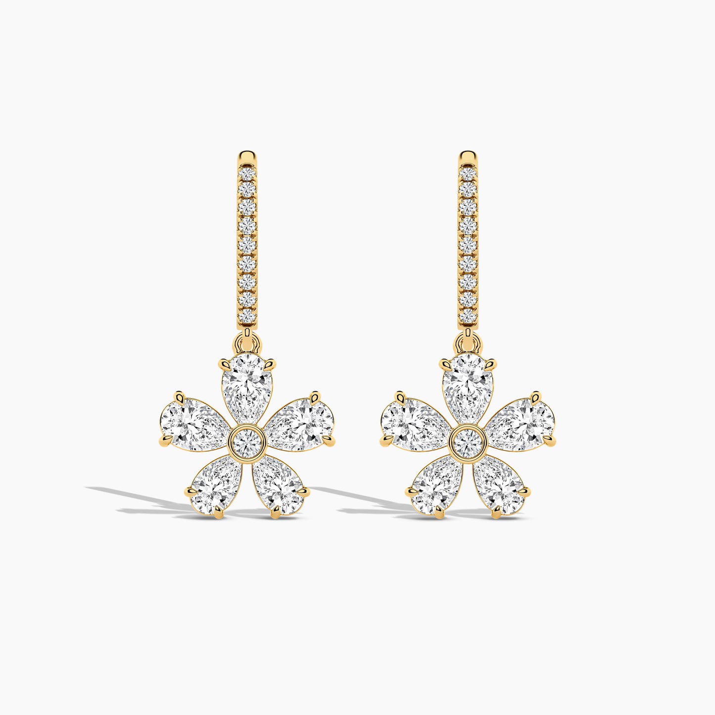 Floral dangler earrings yellow gold plated