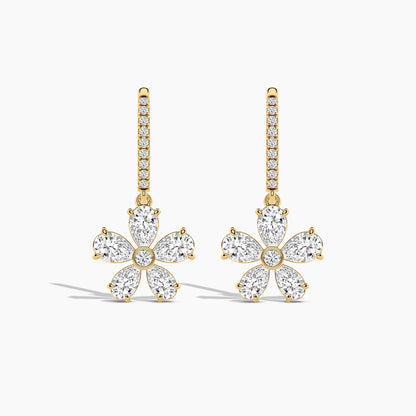 Floral dangler earrings yellow gold plated