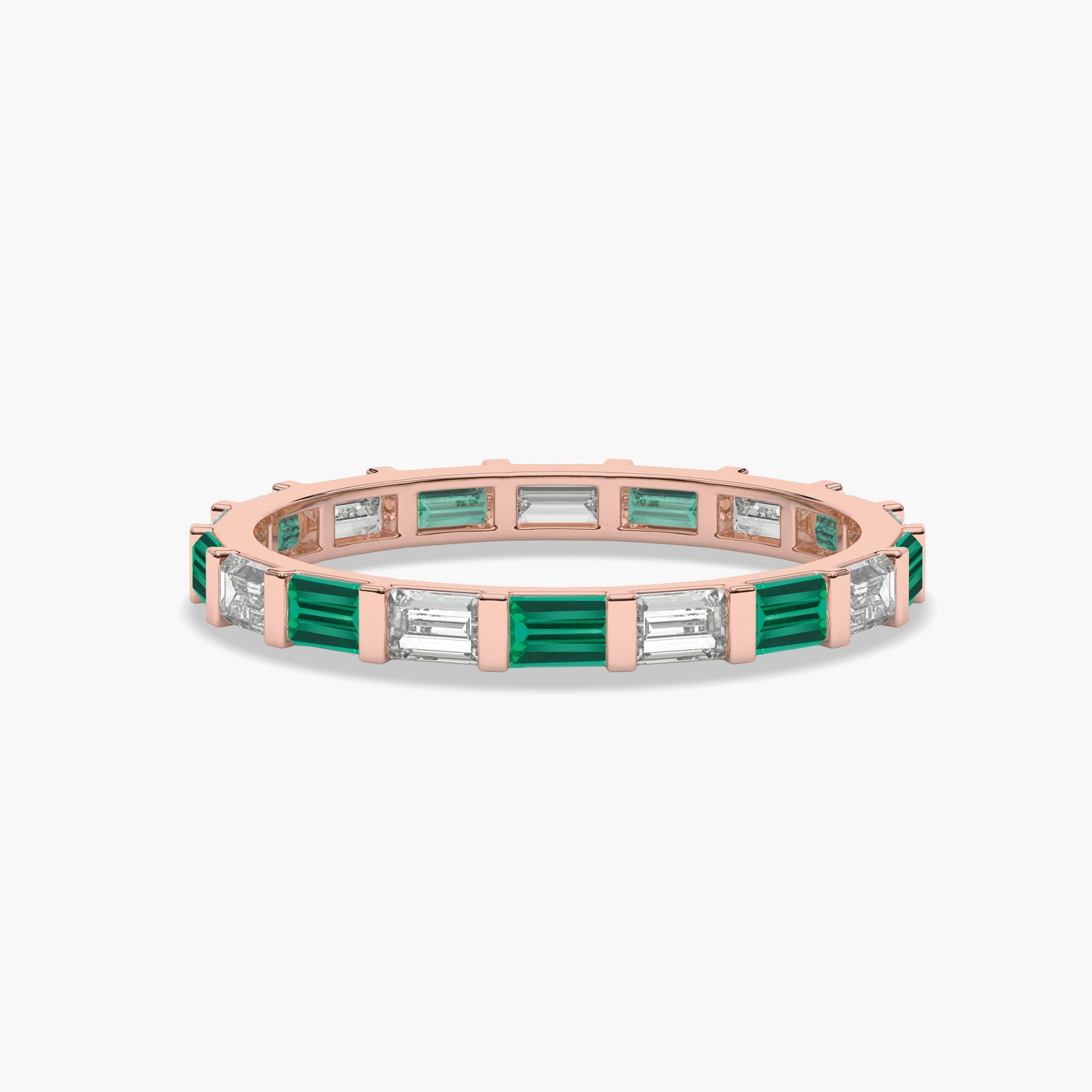 green diamond band in rose gold