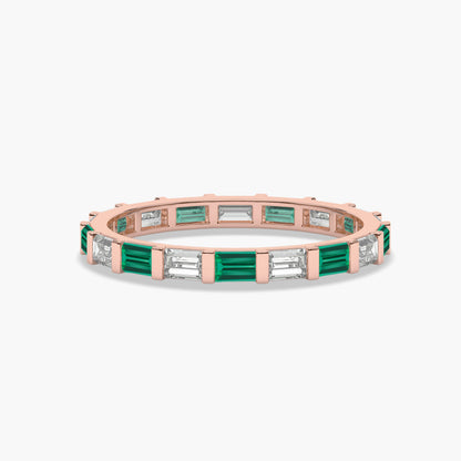 green diamond band in rose gold