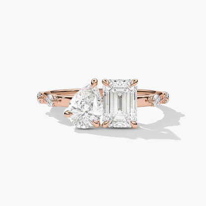 Rose gold ring with two diamonds 