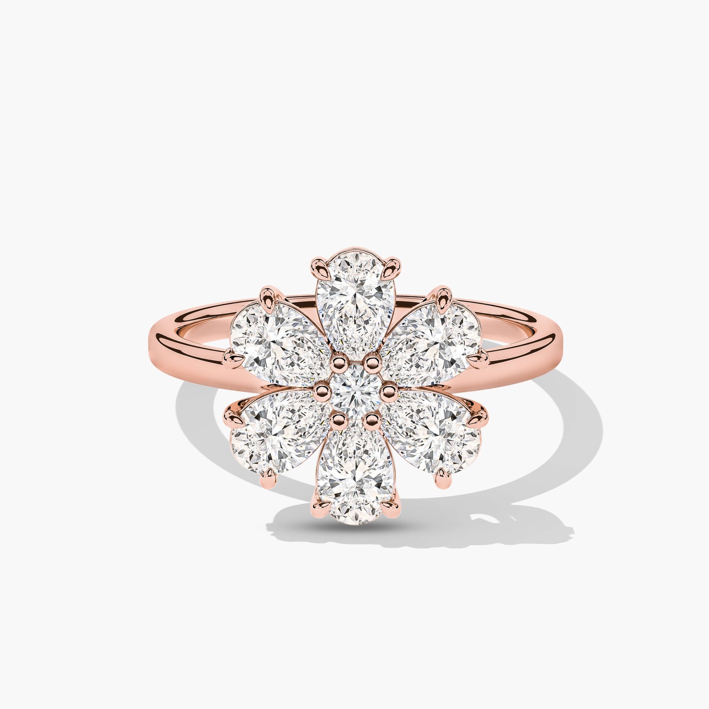 Rose gold ring with diamond petals