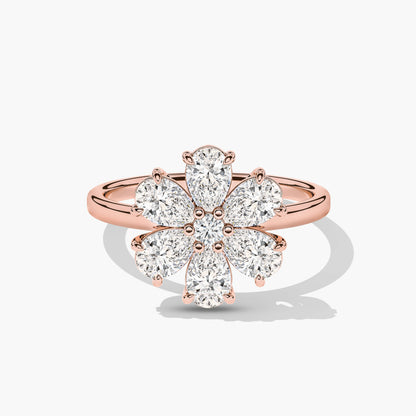 Rose gold ring with diamond petals
