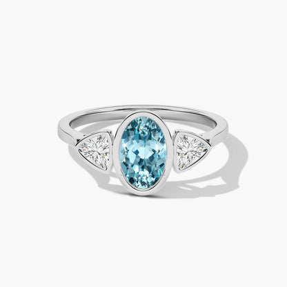 Sterling Silver Blue Diamond Three-Stone Promise Ring