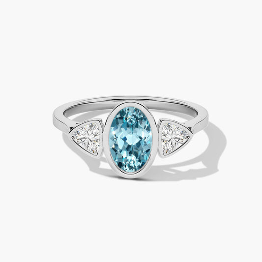 Sterling Silver Blue Diamond Three-Stone Promise Ring